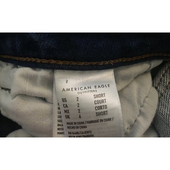 American Eagle Dark Wash Distressed Jegging Jeans Super‎ Stretch Size 2 Short - Picture 7 of 8